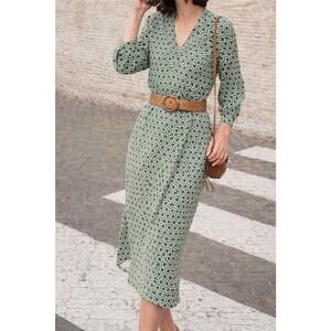 Boden Dress Midi Shift US 8 Green White Geometric Classic Career Spring